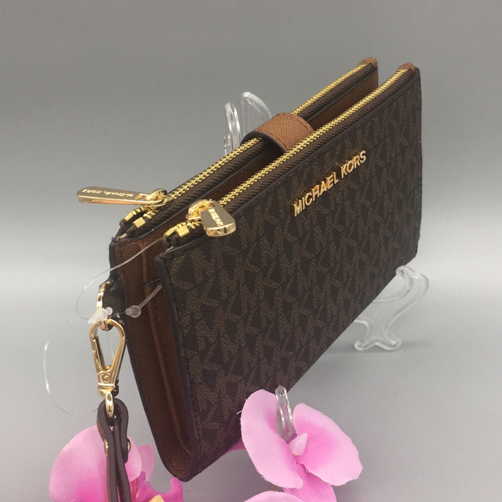 Michael Kors Jet Set Travel Lg Double Zip Wristlet Smartphone Wallet Phone Holdr - Picture 5 of 16